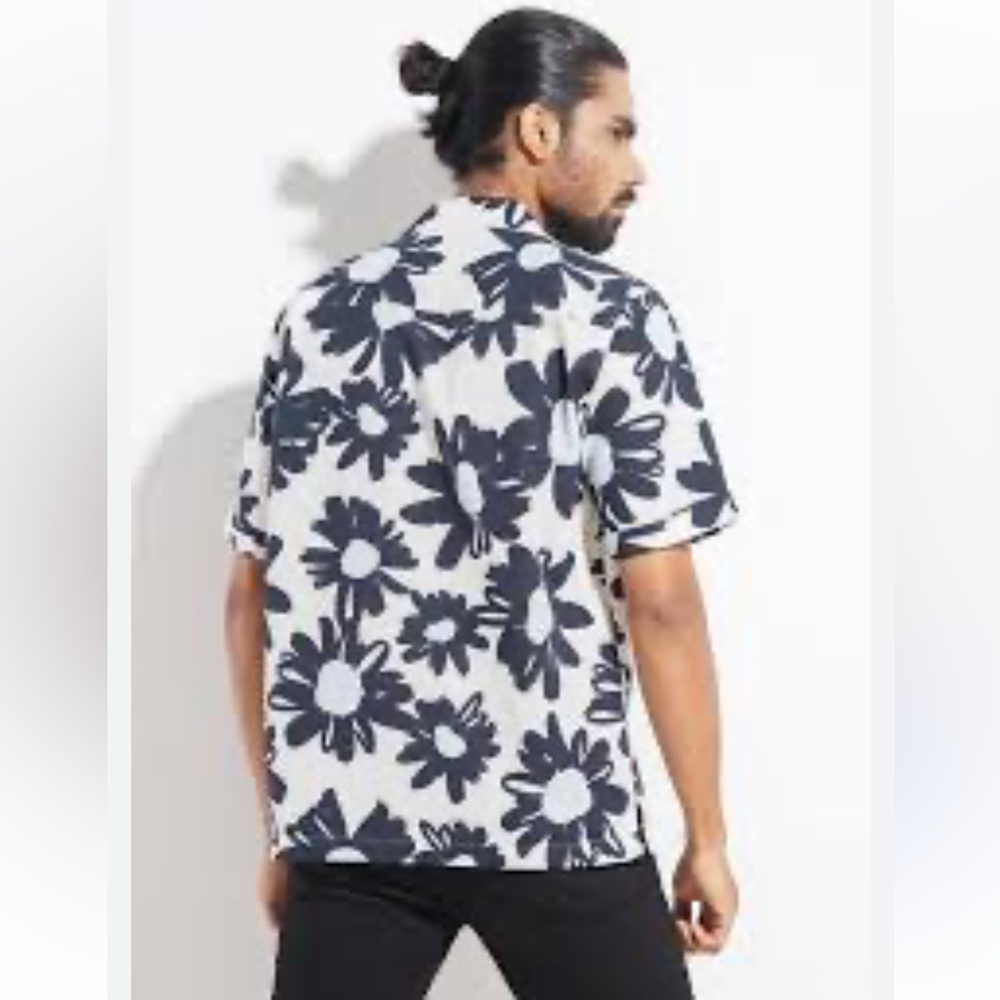 Folk Clothing Men’s retro floral cotton button down camp shirt vacation resort M - Picture 3 of 12